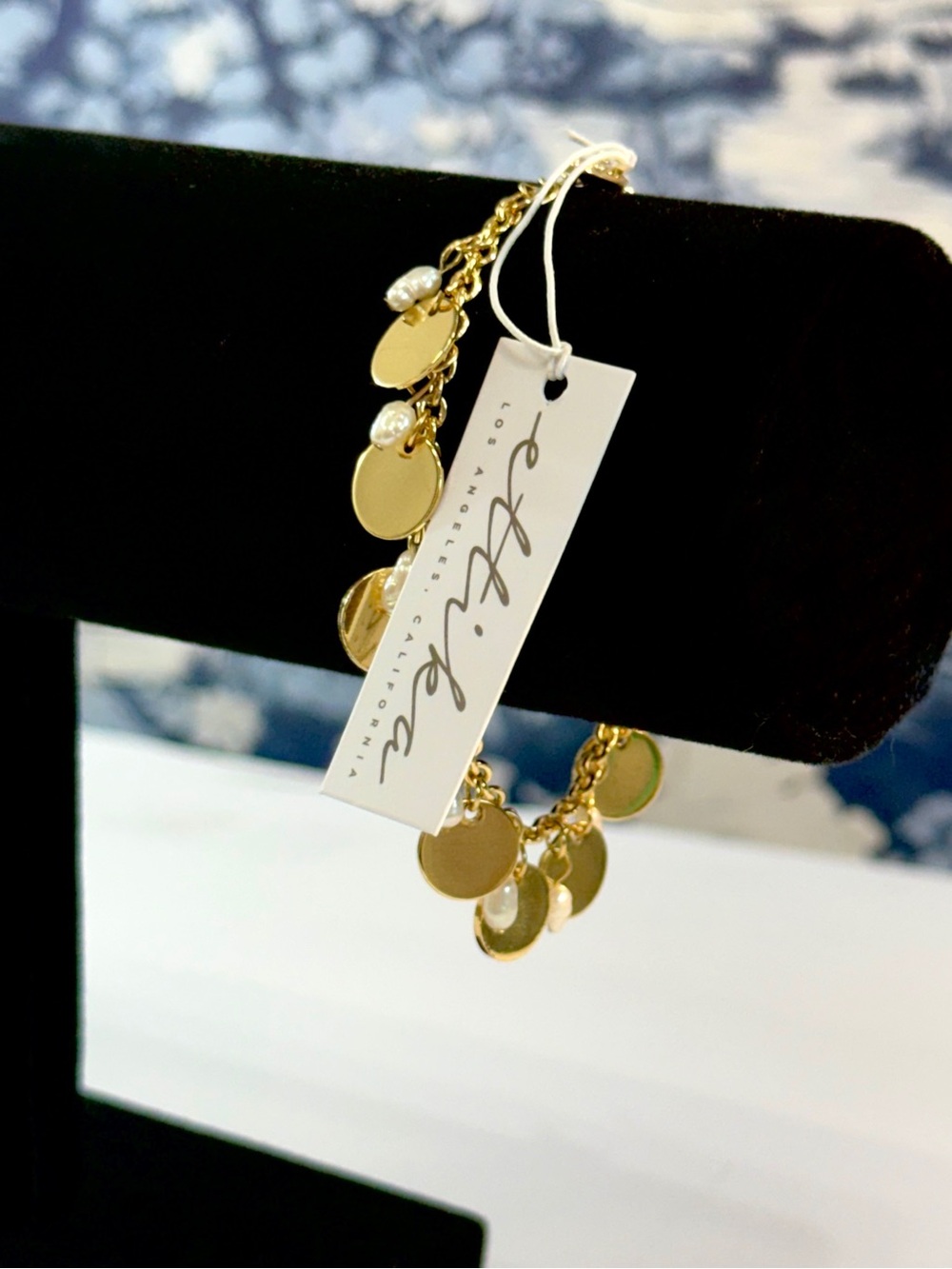 Ettika Gold Disc & Freshwater Pearl Charm Bracelet NWT